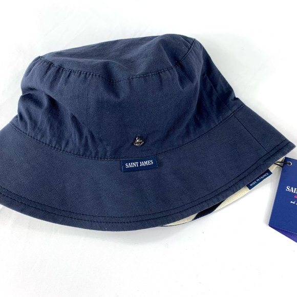 NWT SAINT JAMES REVERSIBLE Nautical Striped Cotton Logo signature Hat Cap - Picture 2 of 8